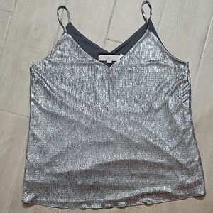 LOFT Silver Sequin Camisole with Spaghetti Straps